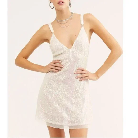 free people white sequin dress Free People White Sequin Dress